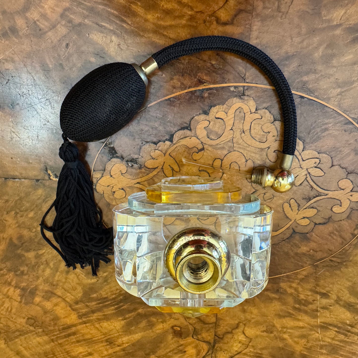 Vintage Crystal Perfume Bottle With Pump