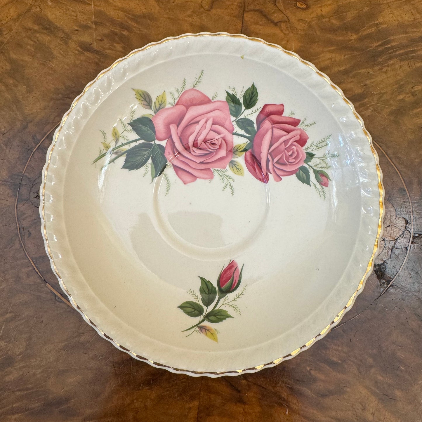Vintage Sovereign Pottery Floral Tea Cup Trio Set