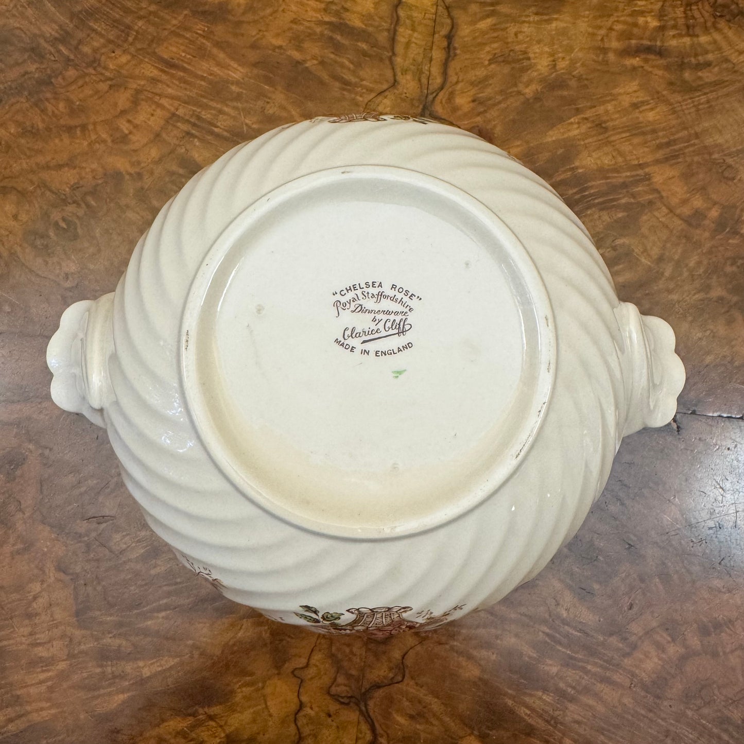 Vintage Clarice Cliff Royal Staffordshire Chelsea Rose Lidded Tureen