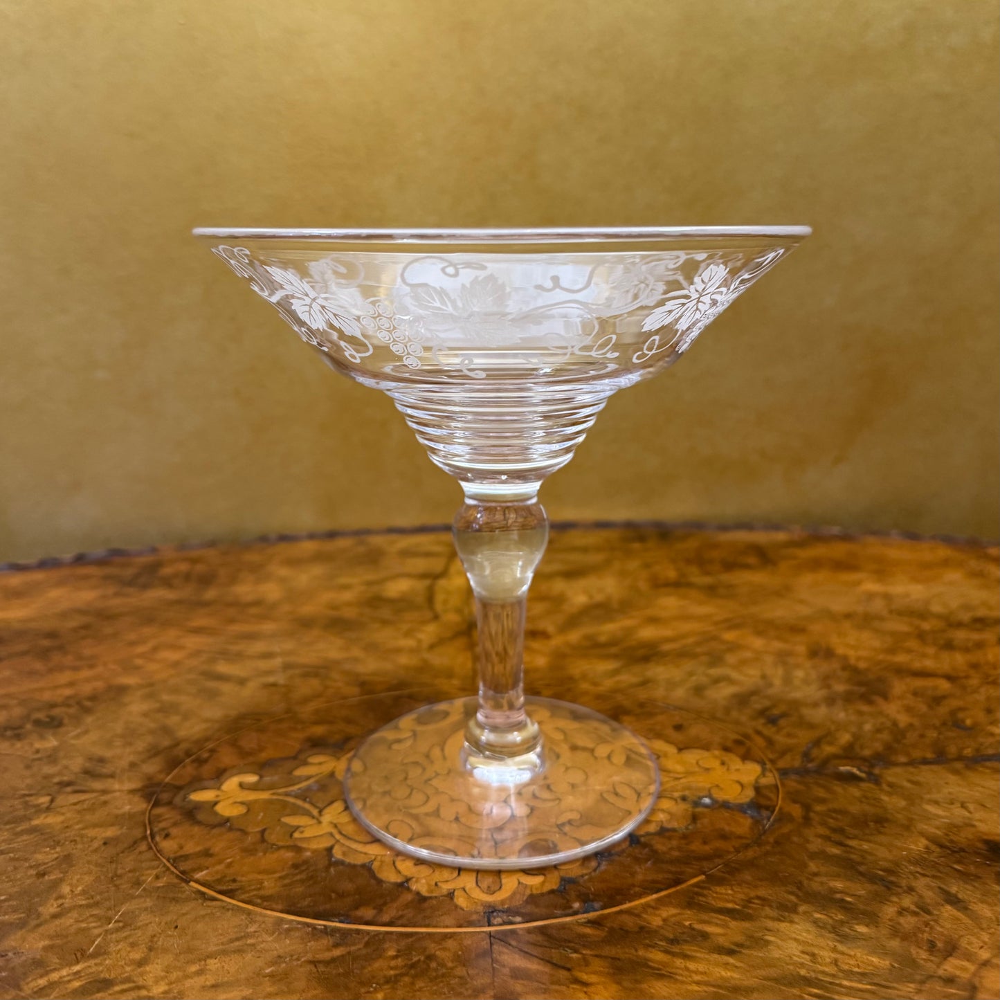 Vintage Stuart Crystal Grapes Leaves Comport Glass