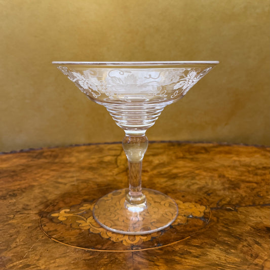 Vintage Stuart Crystal Grapes Leaves Comport Glass