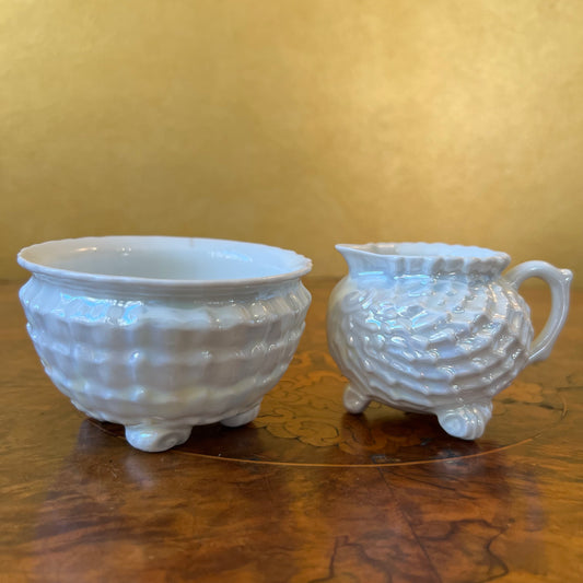 Antique Victoria Shell Lustre Small Milk & Sugar Bowl