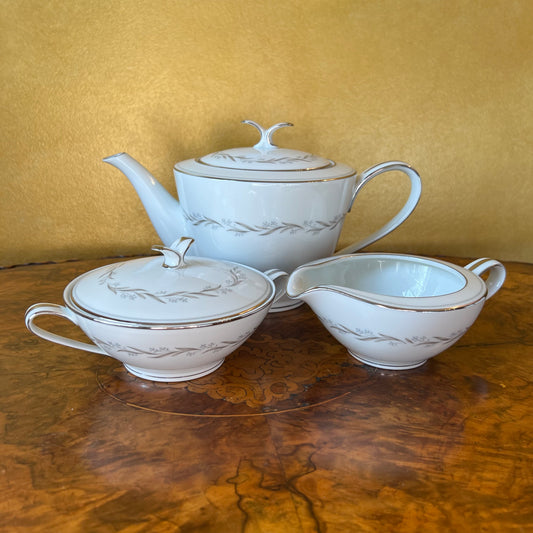 Vintage Noritake Almont Tea Pot, Milk & Sugar Set