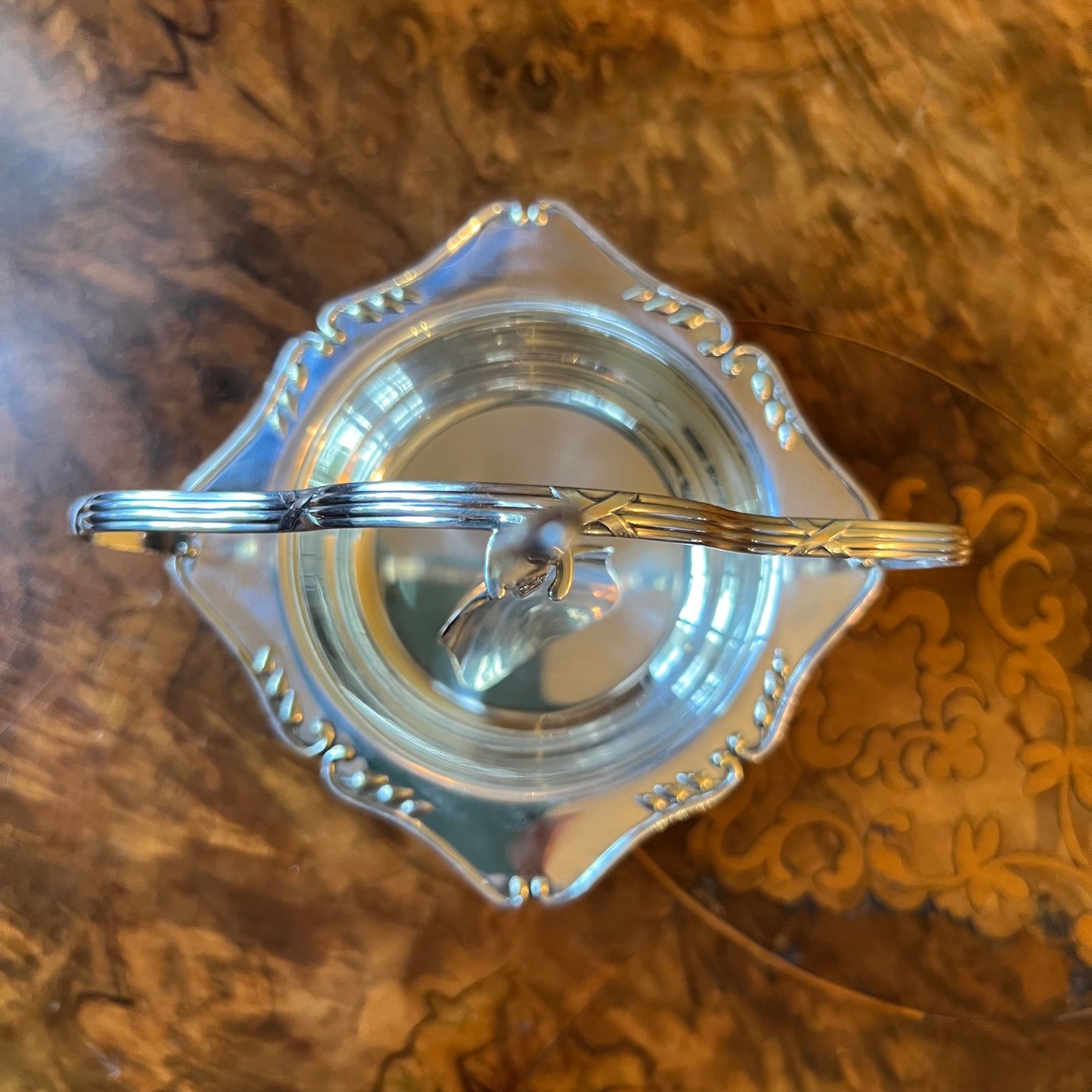 Vintage Cusader Silver Plated Sugar Bowl With Spoon