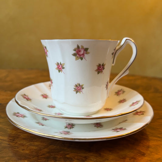 Vintage Aynsley Rose Bud Tea Cup Trio Set