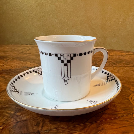 Vintage Foley Black & White Print Tea Cup & Saucer