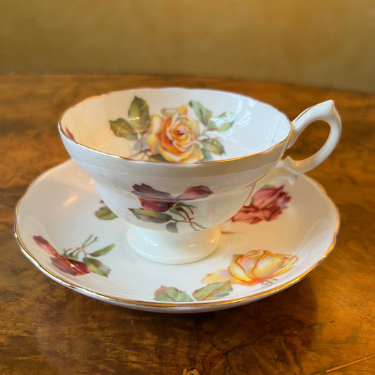 Vintage Hammersley Rose Print Tea Cup & Saucer