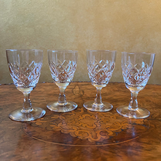 Vintage Webb Corbett Crystal Sherry Glasses Set Of Four