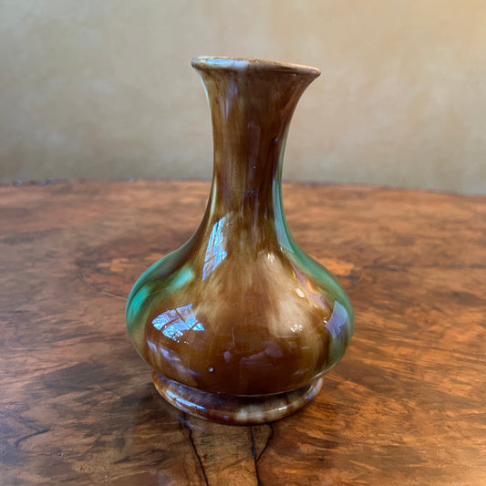 Vintage H McHugh Green Brown Marle Vase