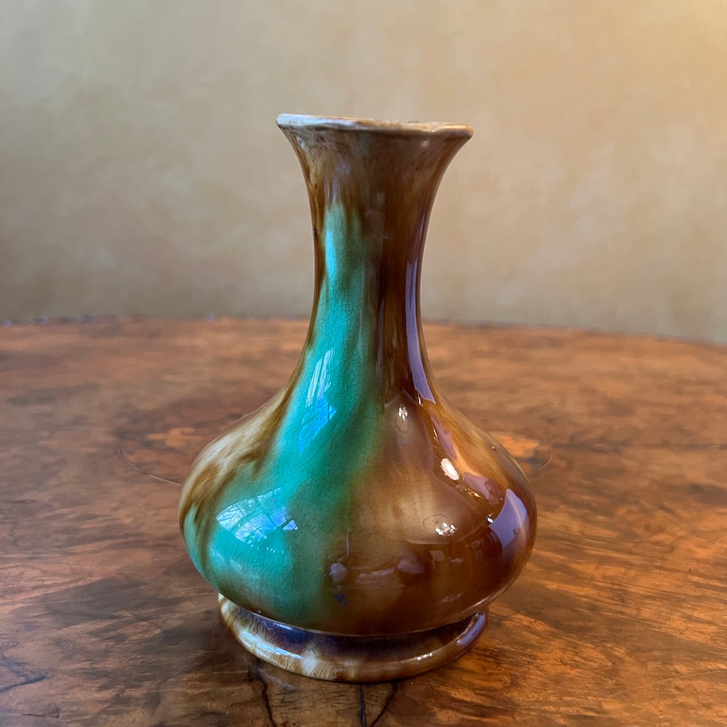 Vintage H McHugh Green Brown Marle Vase