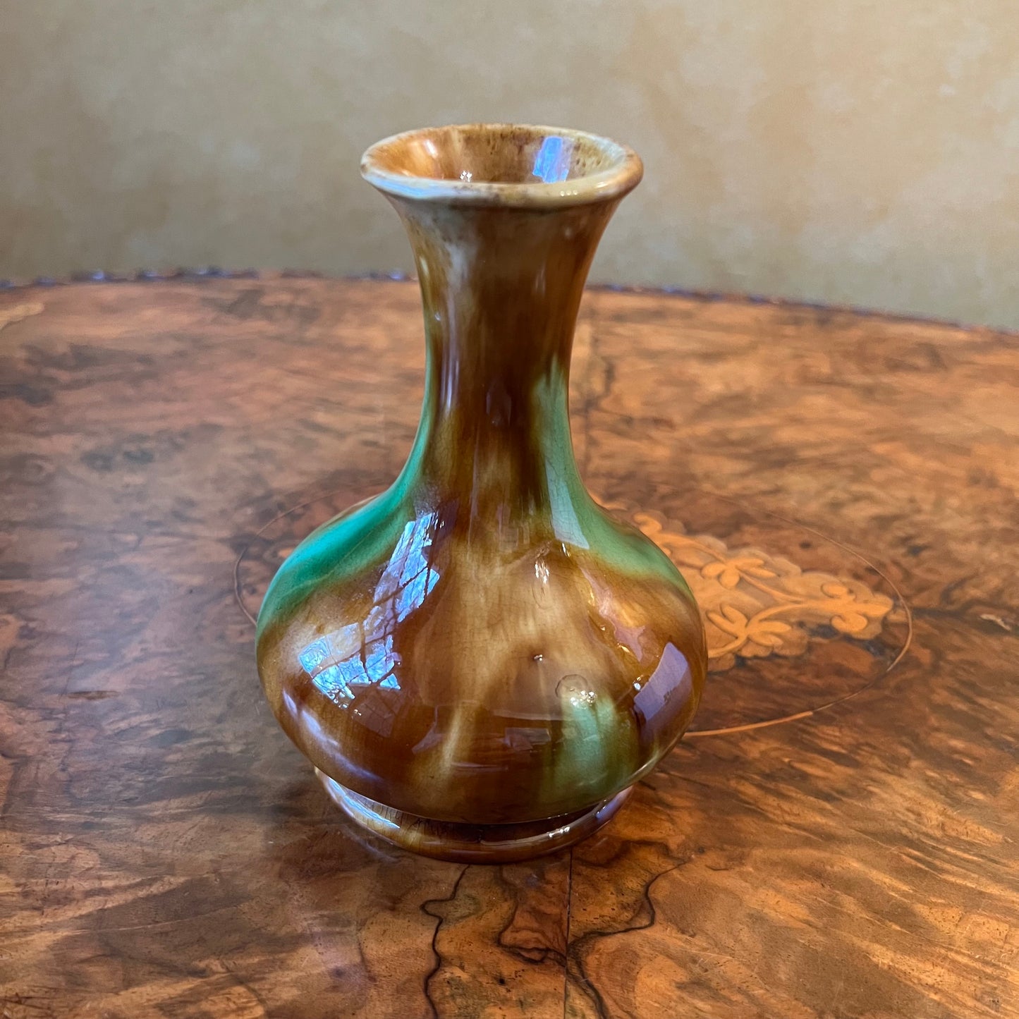 Vintage H McHugh Green Brown Marle Vase