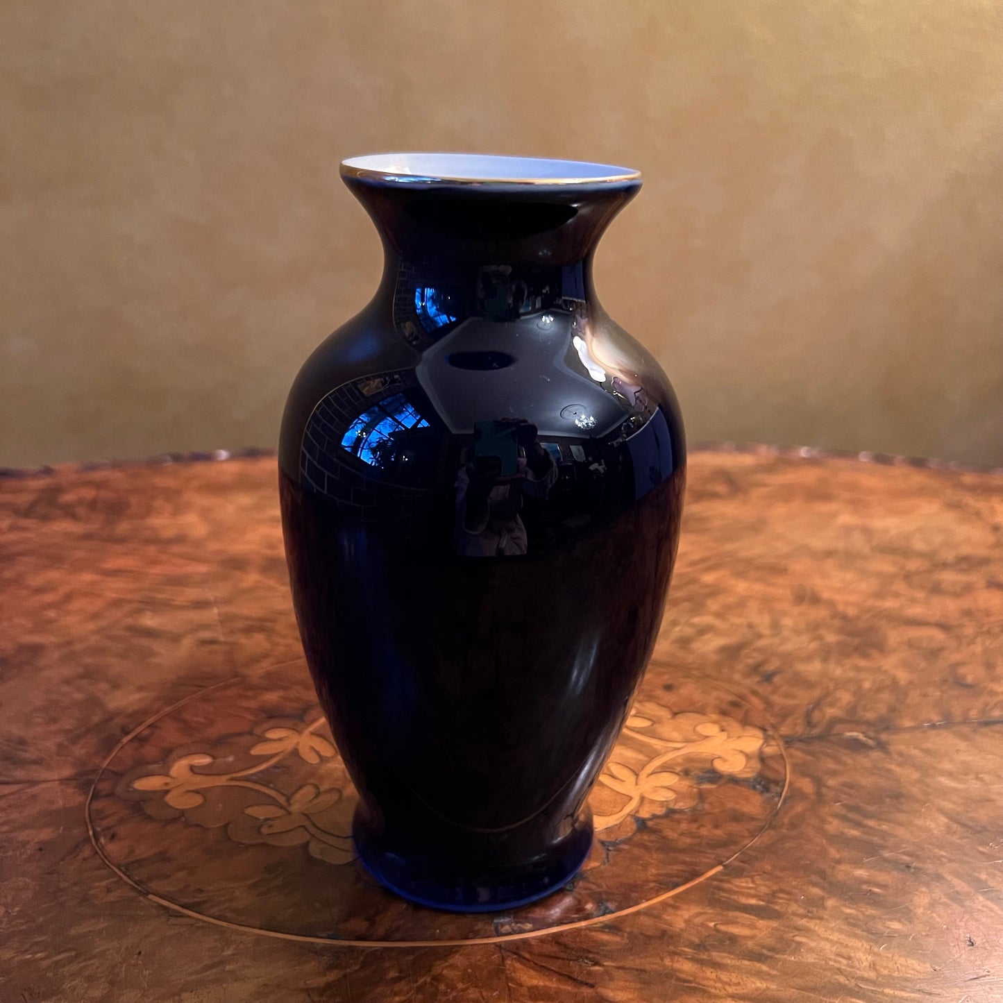 Vintage Japanese Cobalt Blue Floral Vase