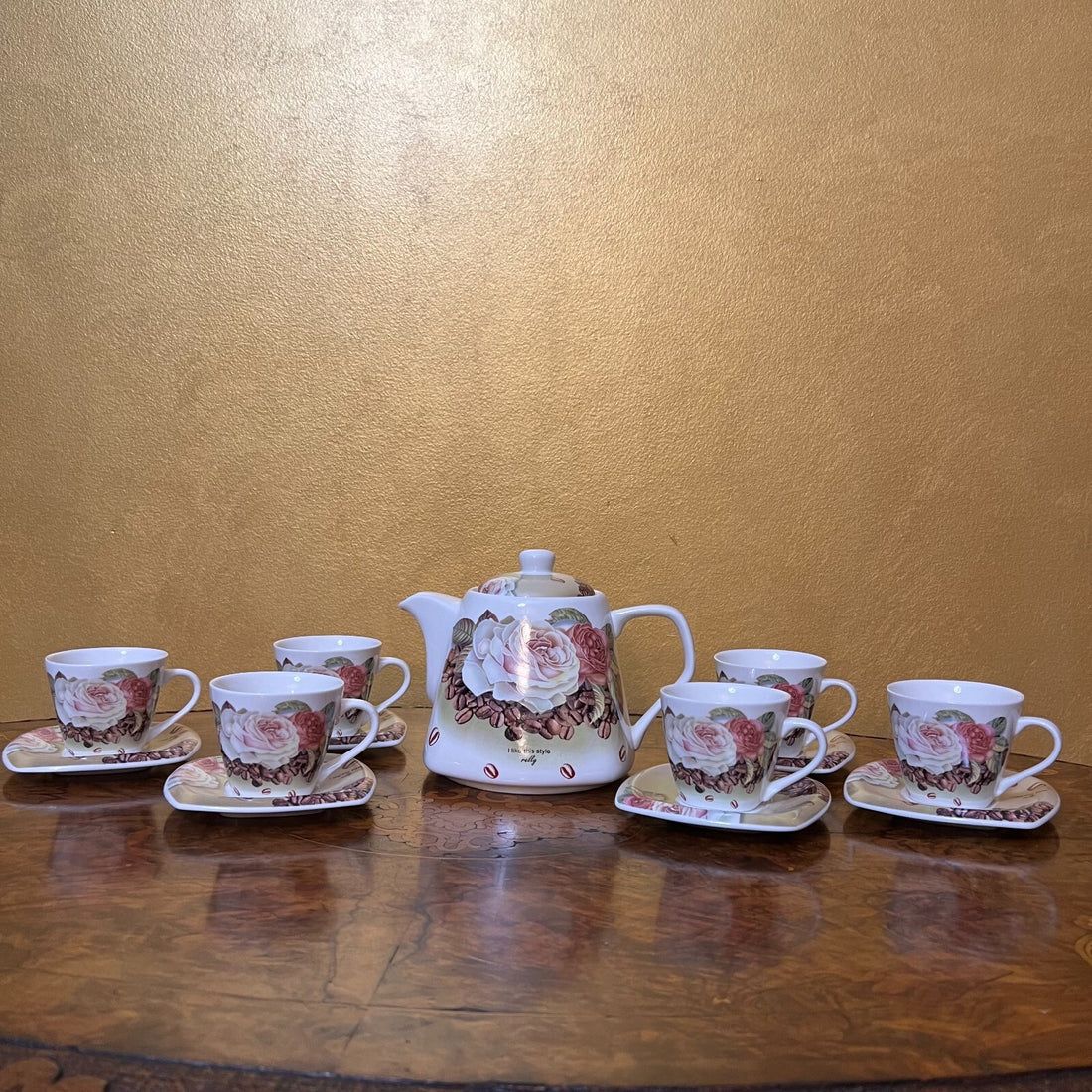 I Like This Style Relly Tea Pot & Coffee Demitasse Cup Set