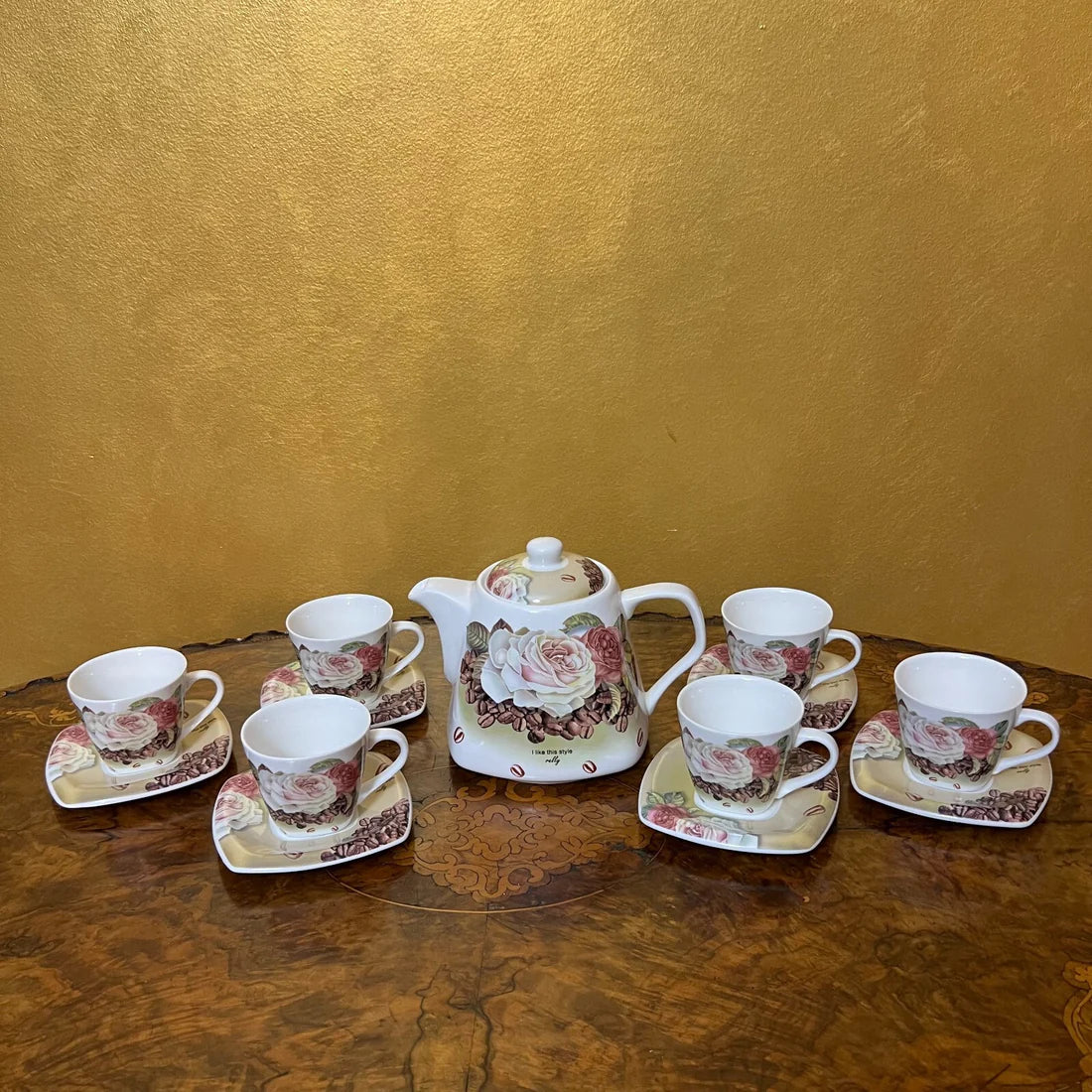 I Like This Style Relly Tea Pot & Coffee Demitasse Cup Set