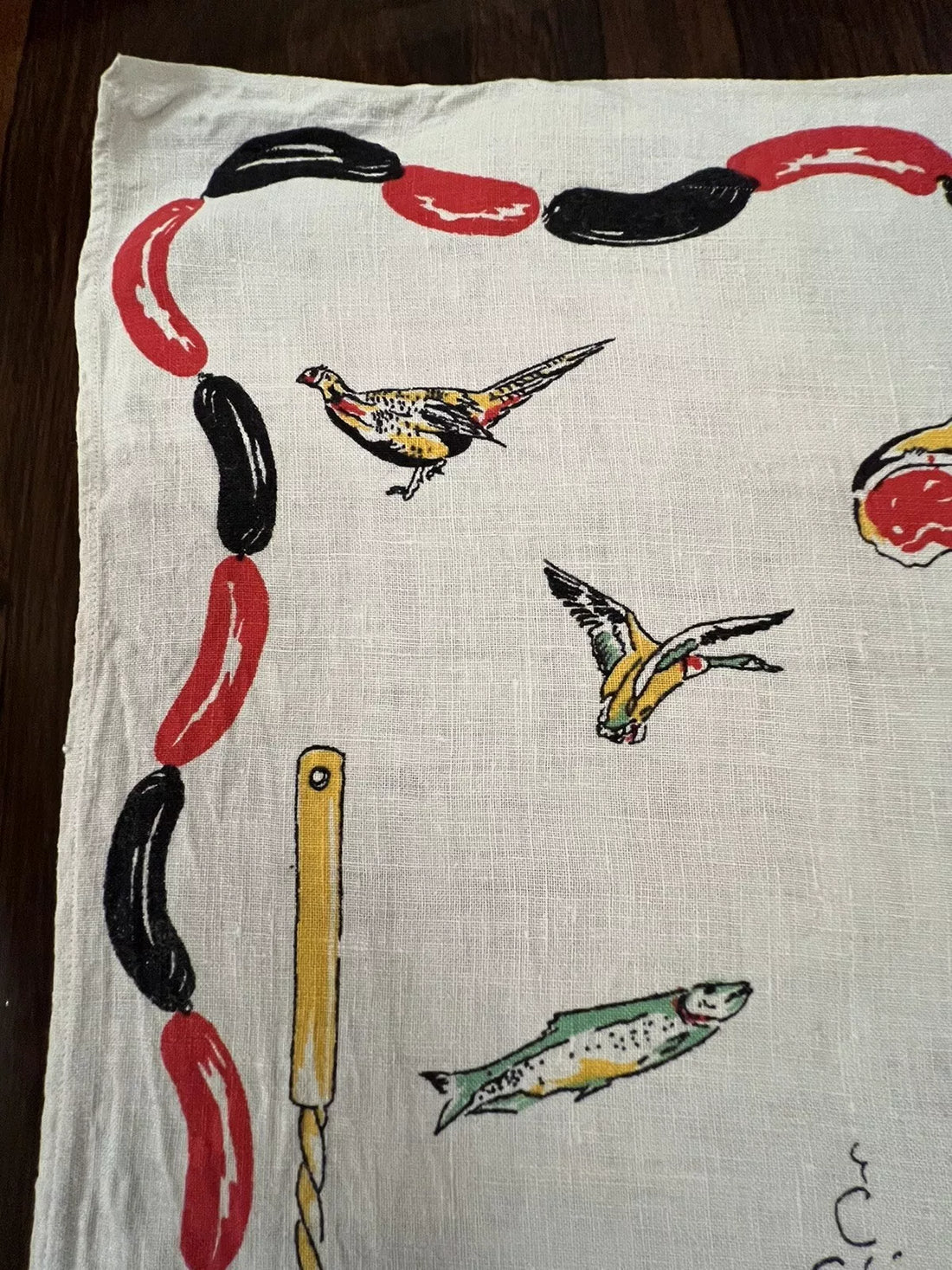 Vintage Irish Pure Linen BBQ Tea Towel