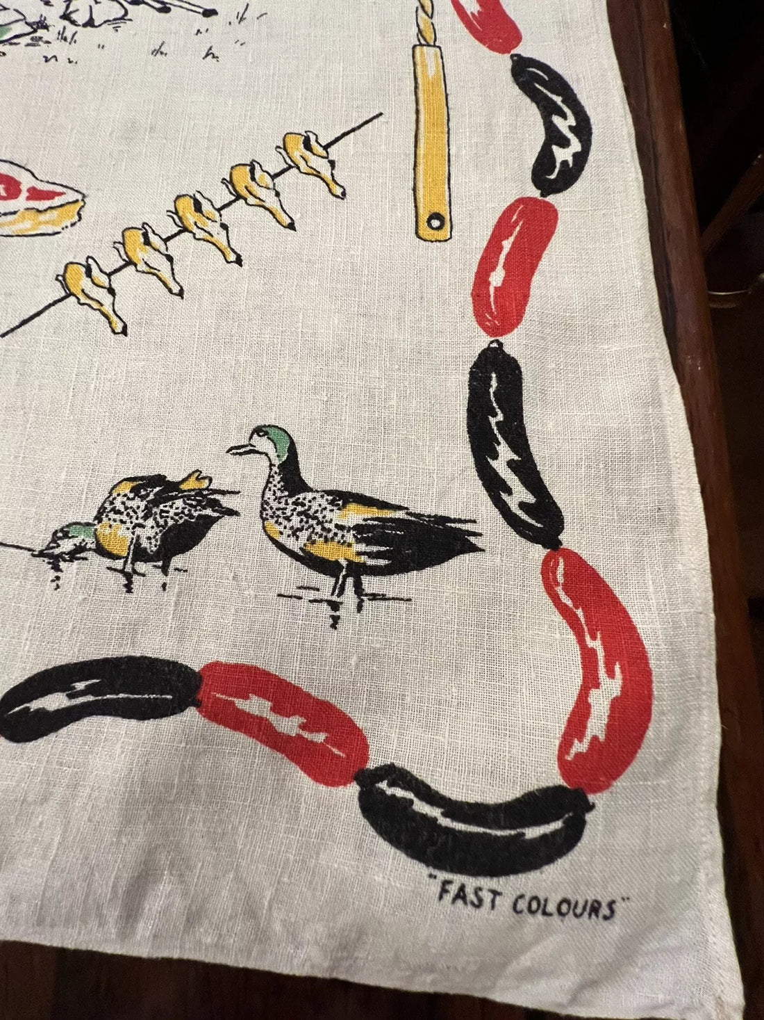 Vintage Irish Pure Linen BBQ Tea Towel