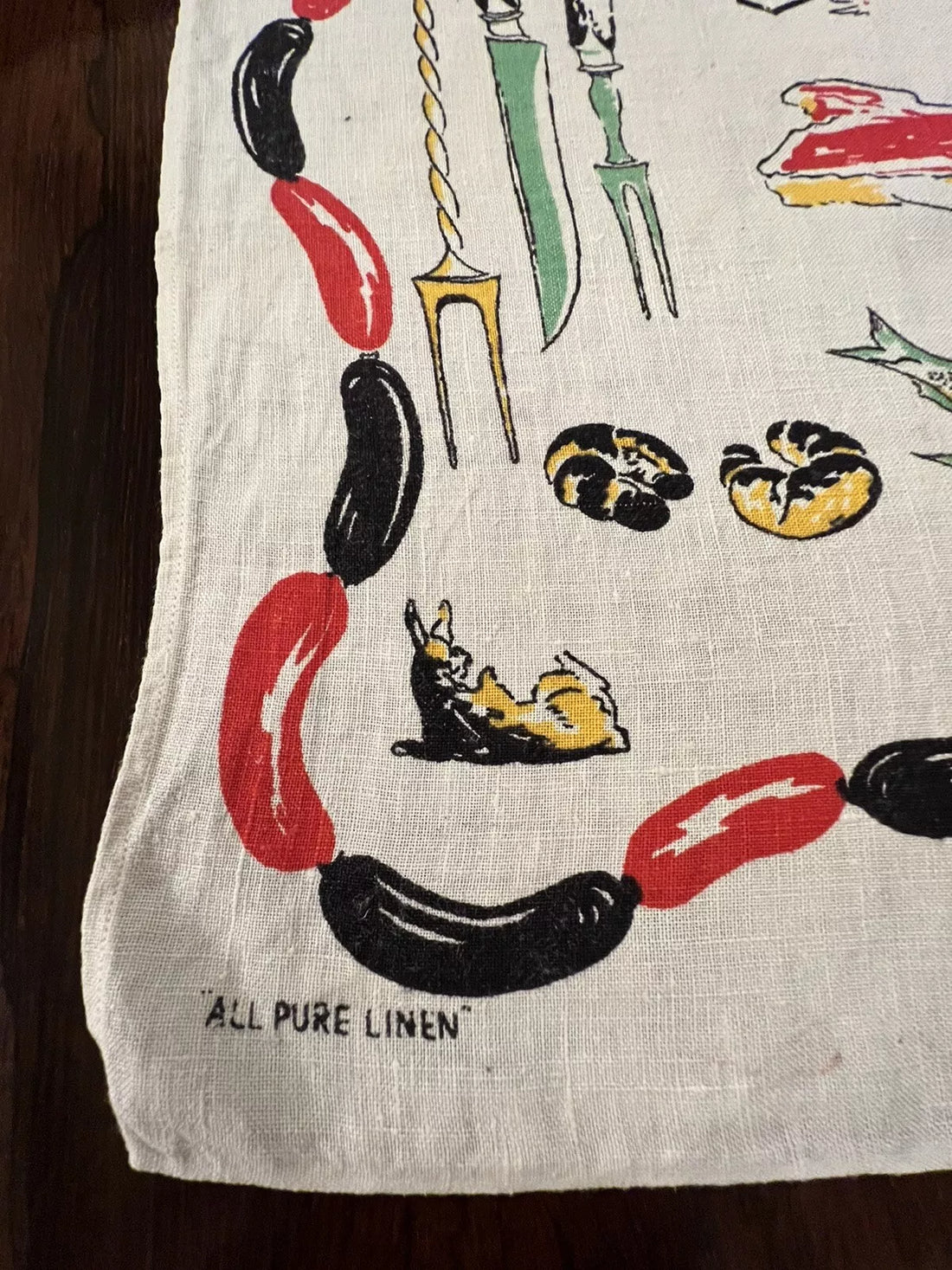 Vintage Irish Pure Linen BBQ Tea Towel