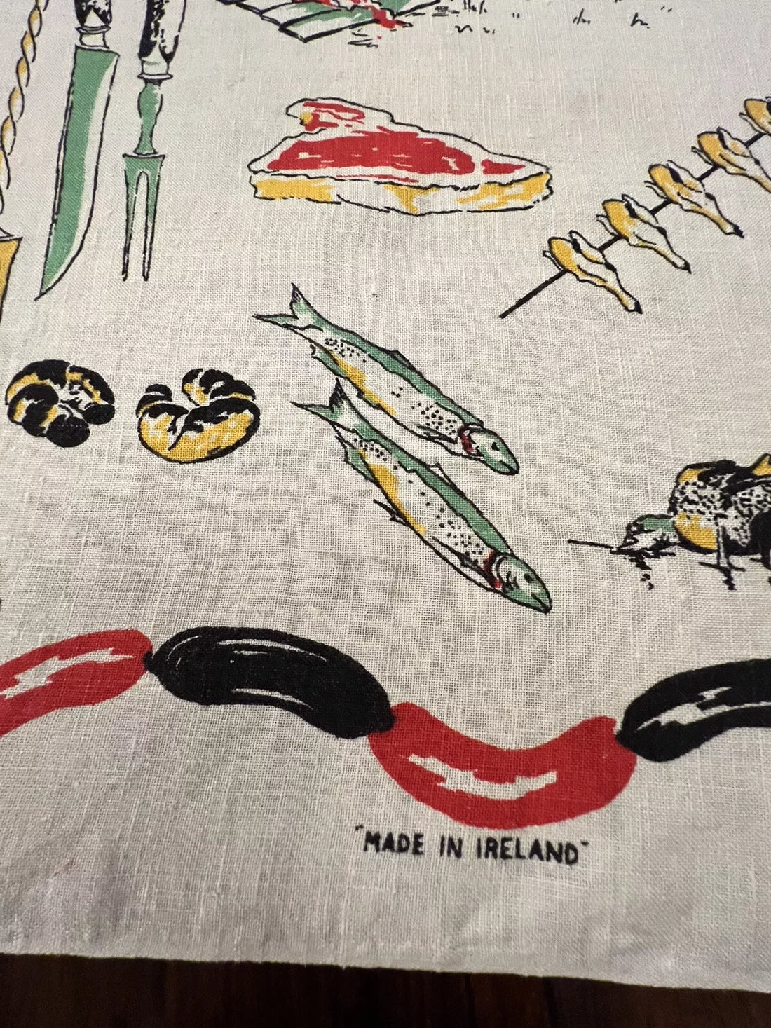 Vintage Irish Pure Linen BBQ Tea Towel