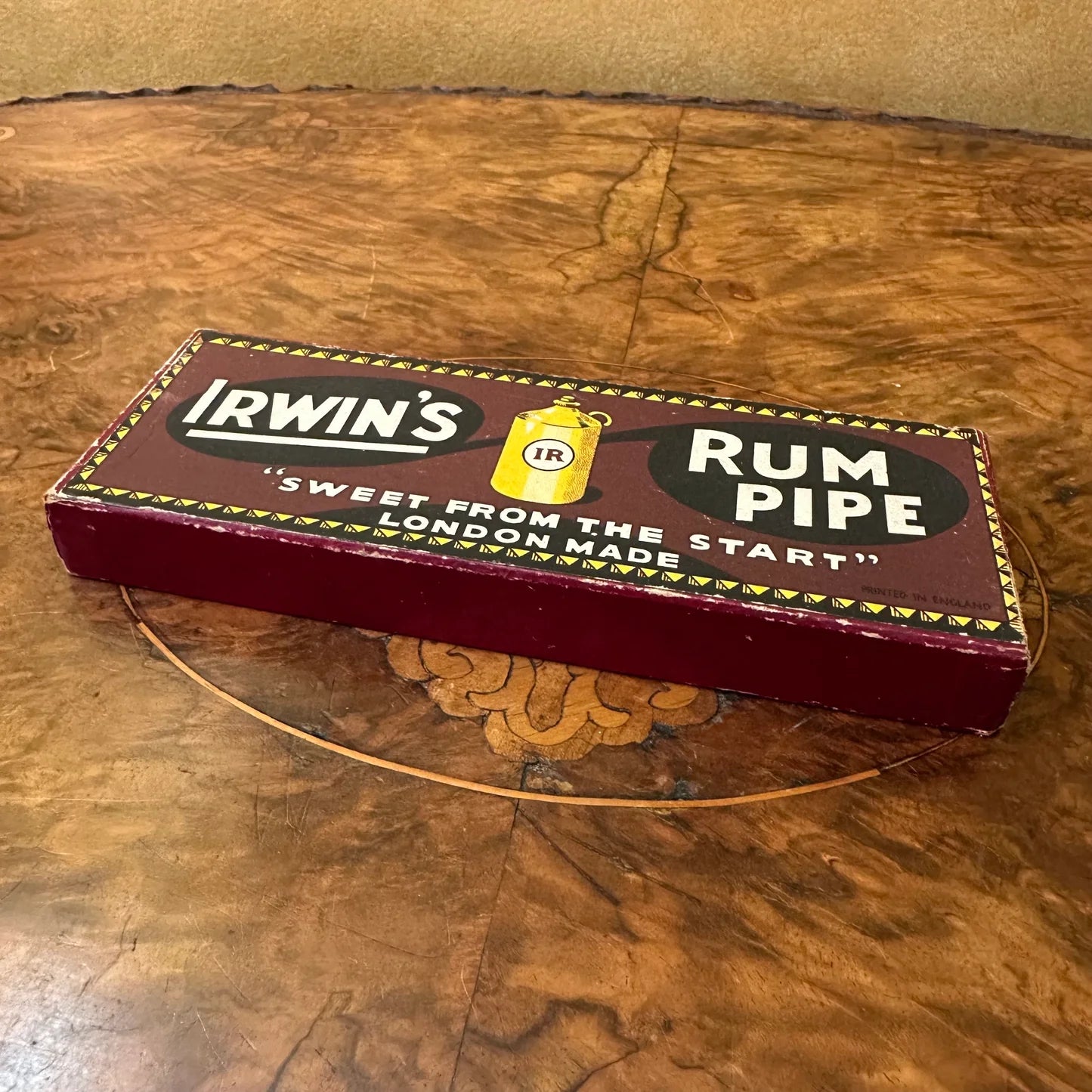 Vintage Irwin's Rum Pipe Half Box Advertisement