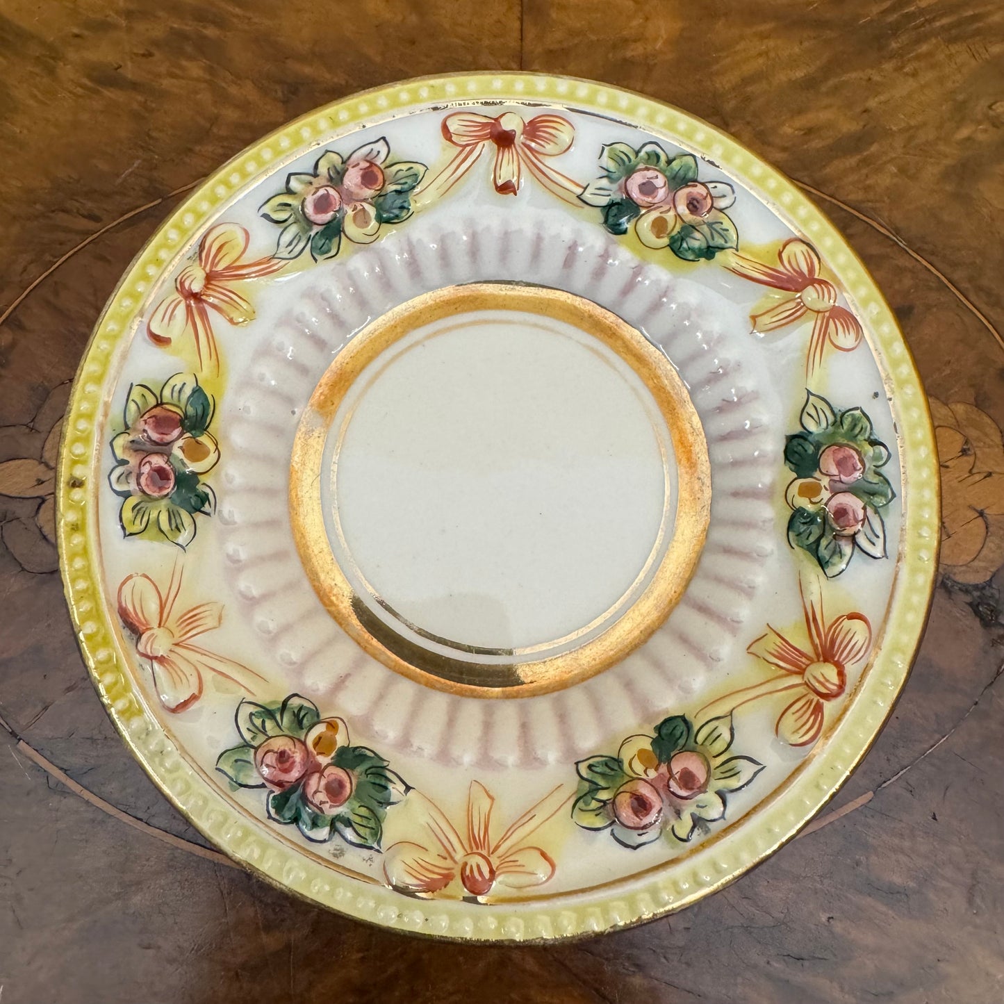 Italian Capodimonte Footed Demitasse Saucer 