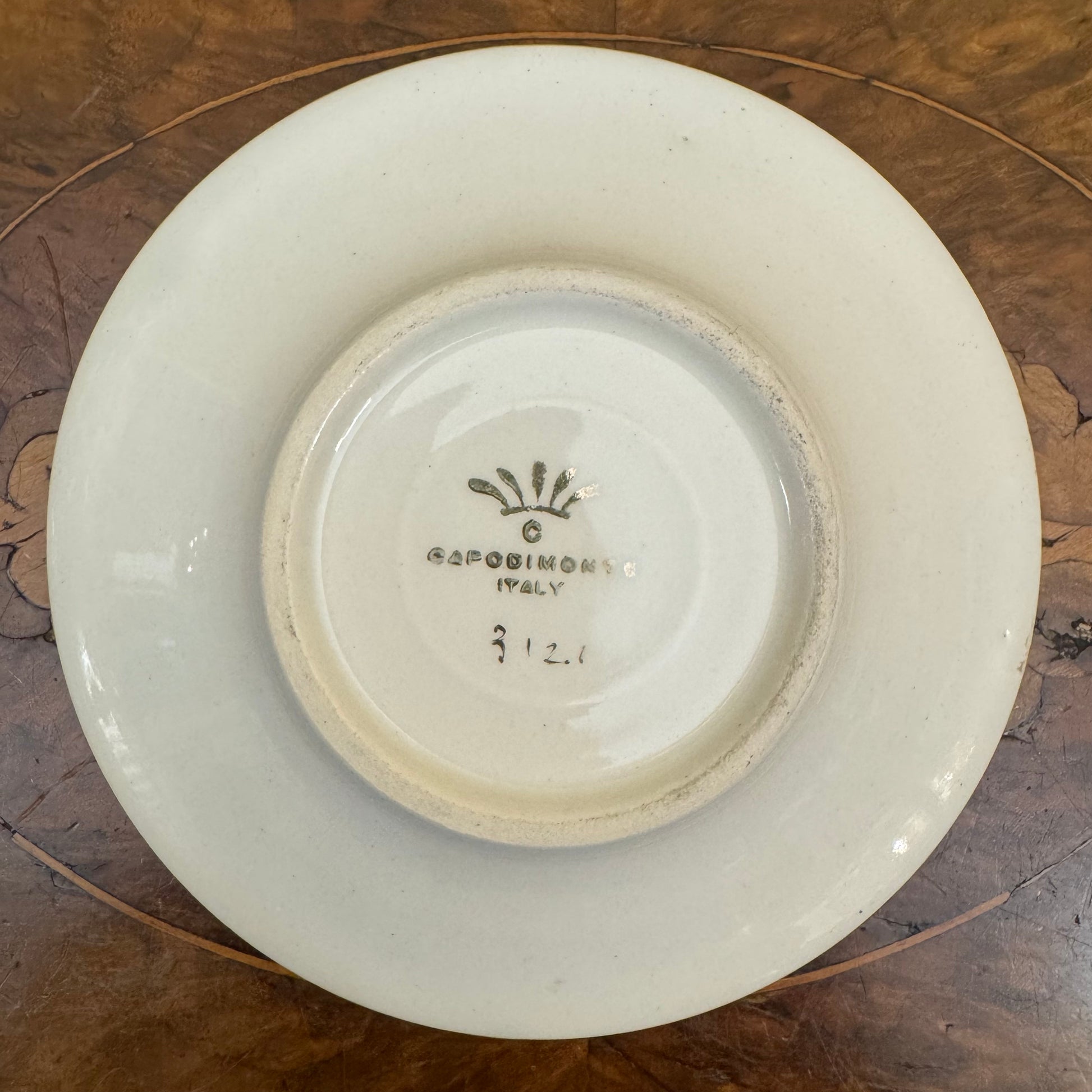 Italian Capodimonte Footed Demitasse Saucer Plate 