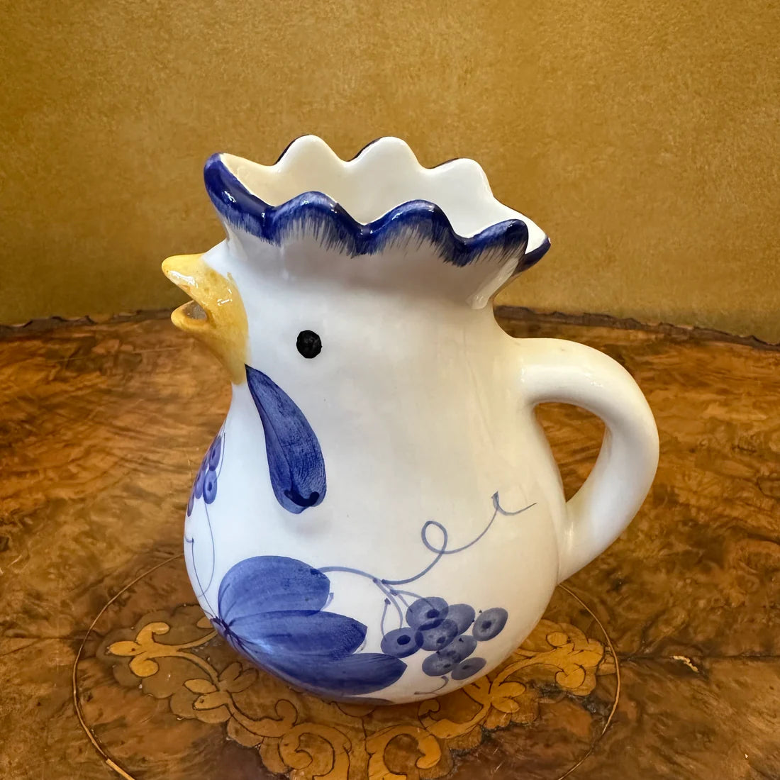 Italian Hand-Painted Rooster Jug Pitcher
