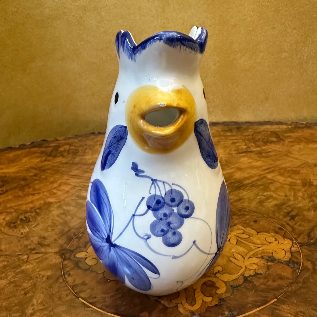 Italian Hand-Painted Rooster Jug Pitcher