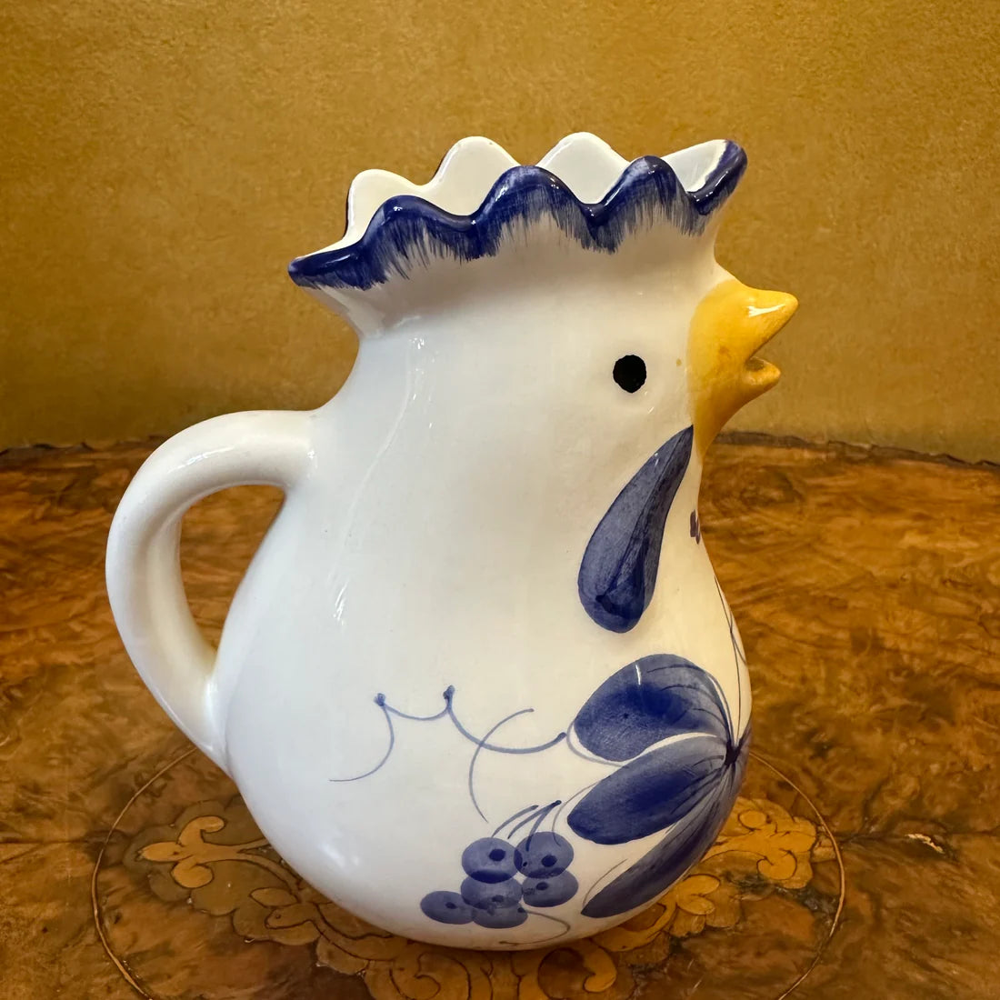 Italian Hand-Painted Rooster Jug Pitcher