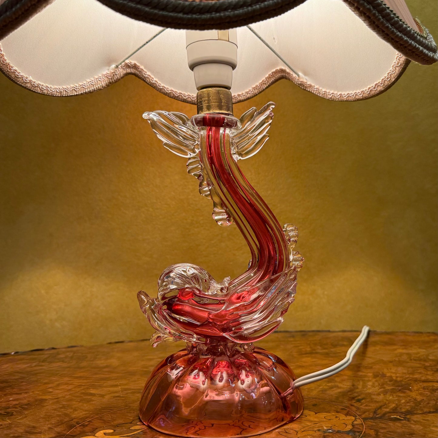 Italian Murano Glass Dolphin Table Lamp
