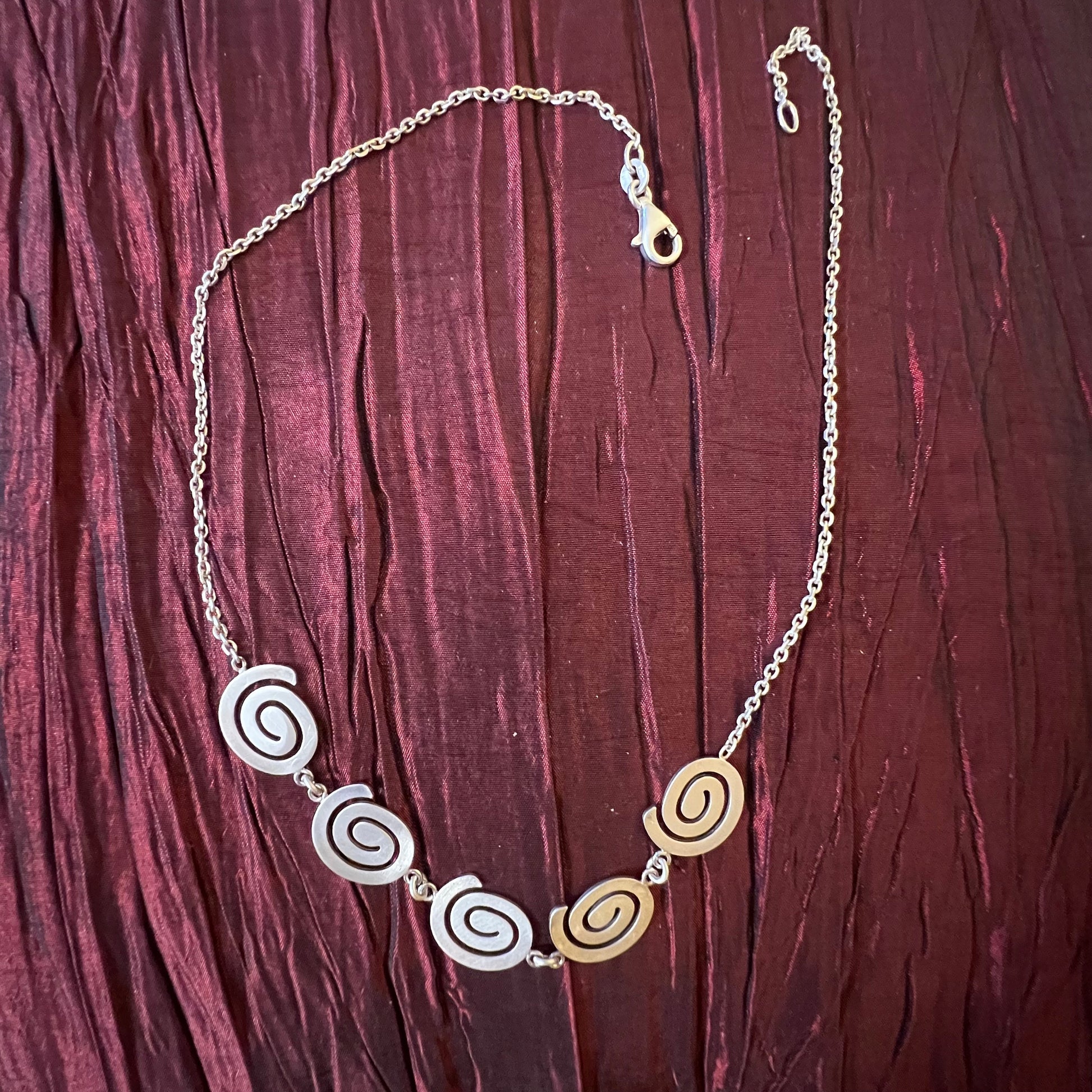 Italian Sterling Silver Spiral Detail Necklace