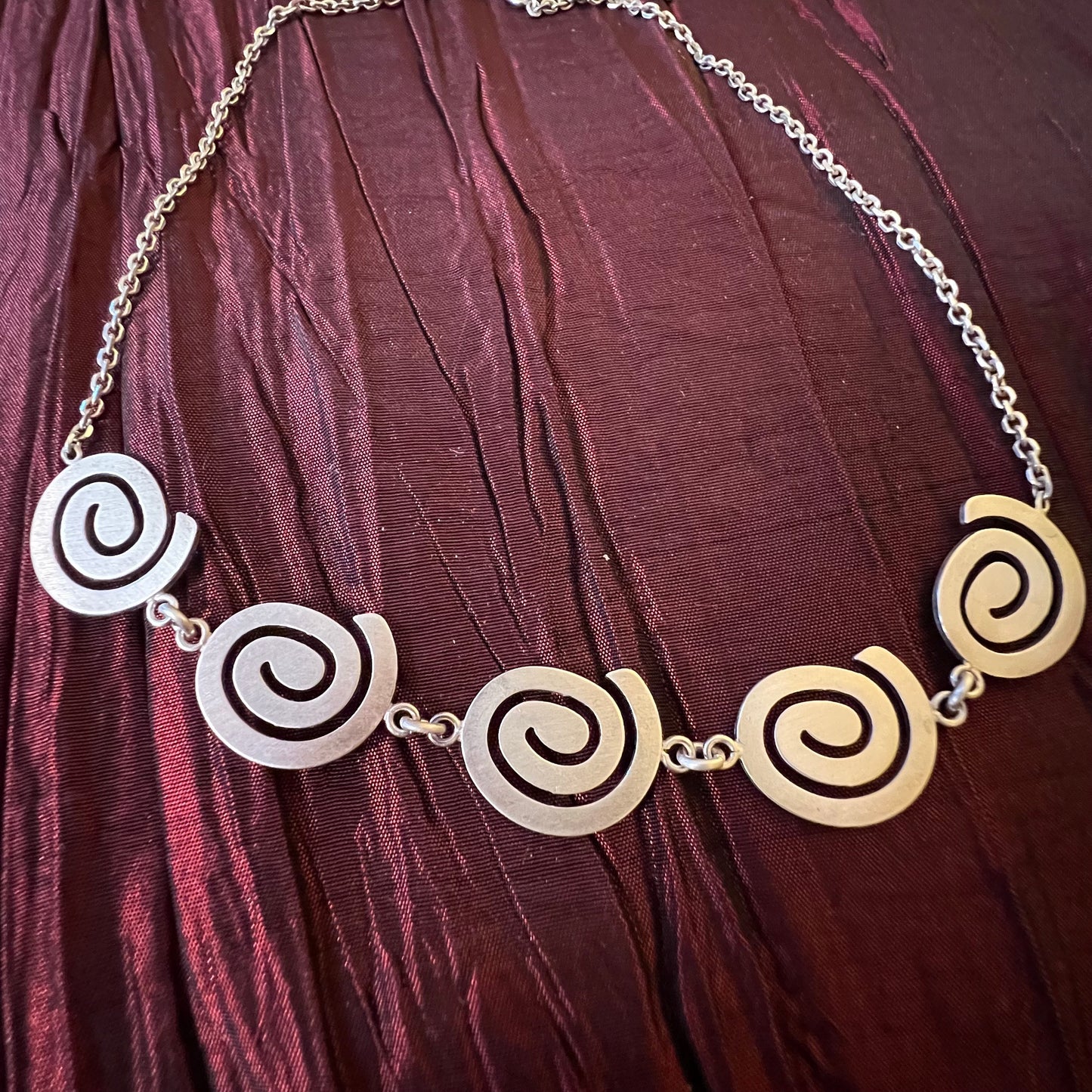 Italian Sterling Silver Spiral Necklace