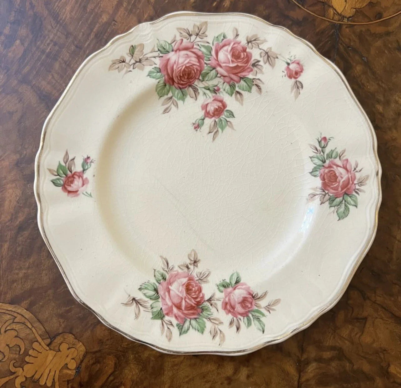 Vintage J & G Meakin Rose Print Tea Cup Trio Set