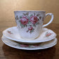 Vintage J & G Meakin Rose Print Tea Cup Trio Set