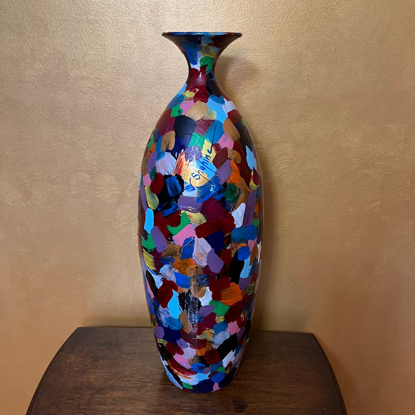 Jack Shahine Colourful Hand Painted Vase