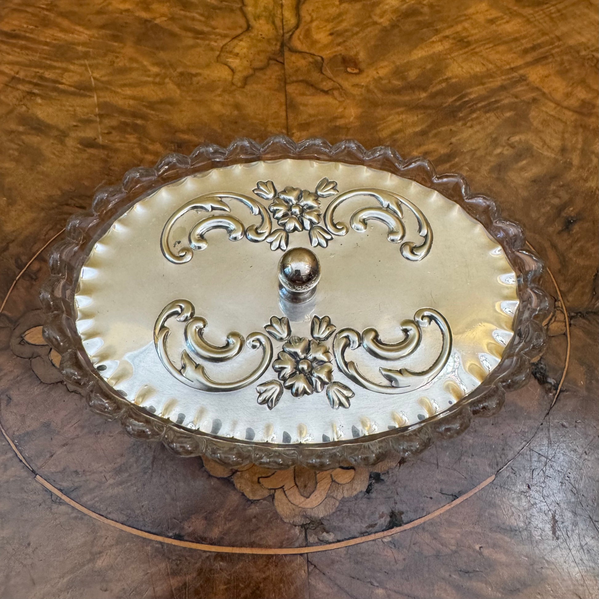 James Dixon & Sons Silver Plate Lid Tray Glass 