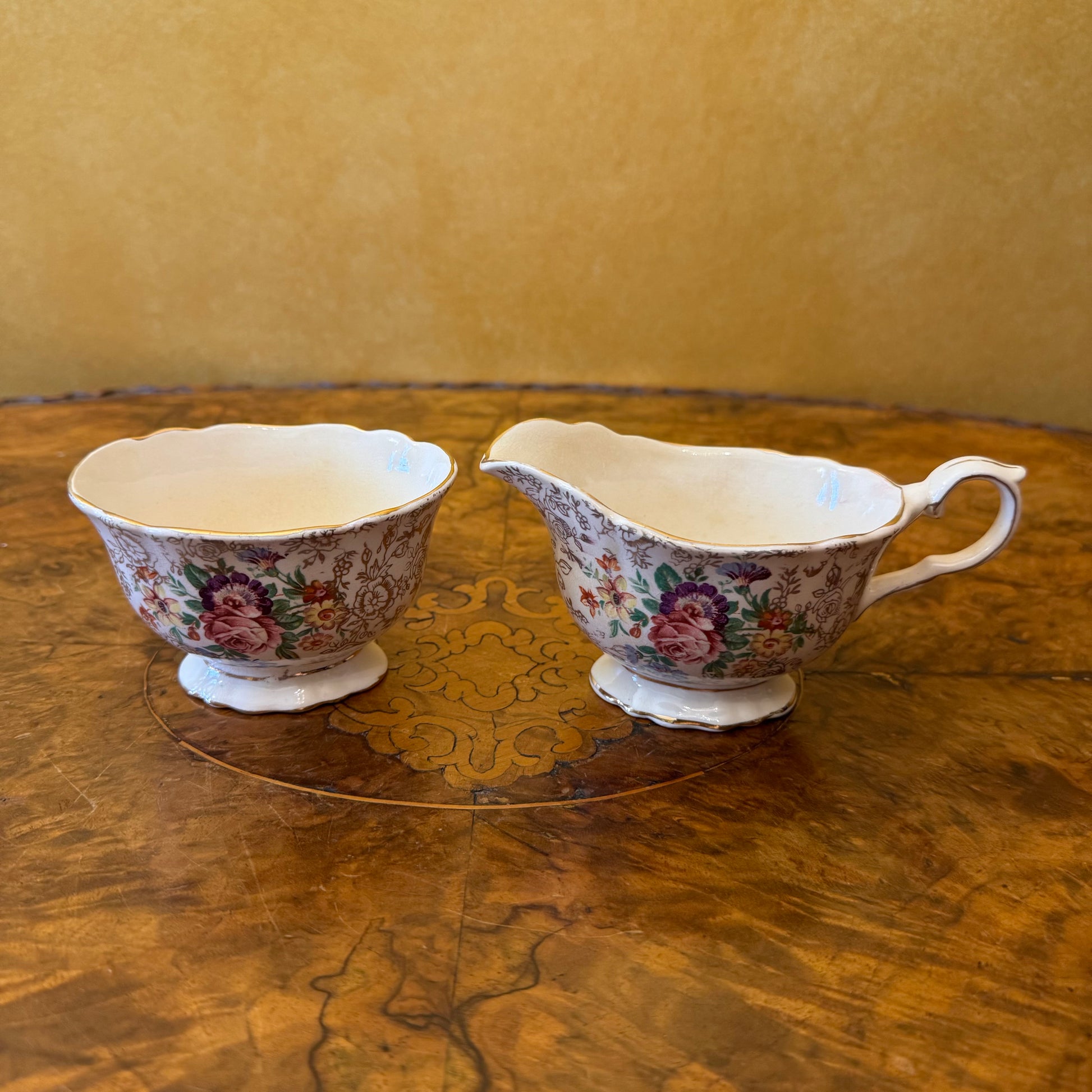 James Kent 5158 Chintz Milk Creamer Jug & Sugar Bowl 