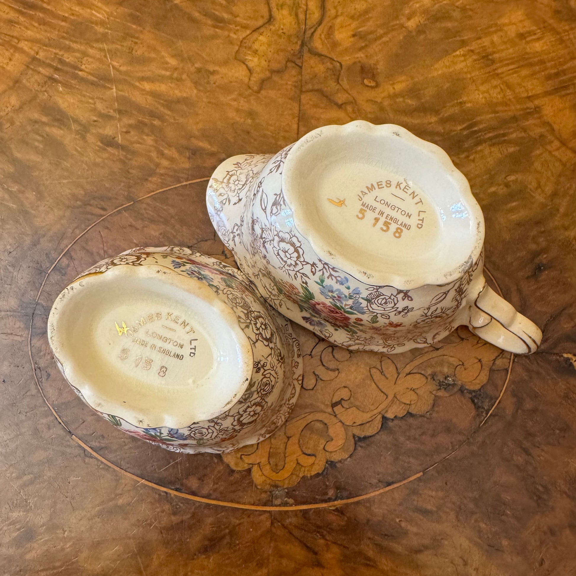 James Kent Chintz Milk Creamer Jug & Sugar
