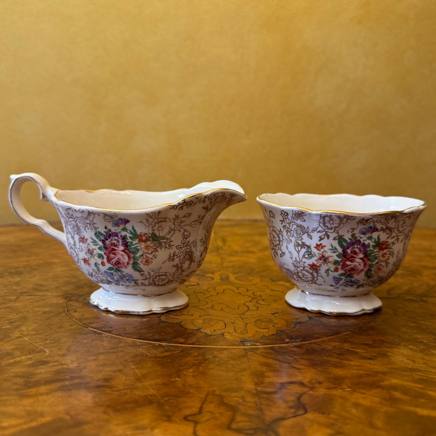 James Kent Chintz Milk Creamer Jug & Sugar Bowl 