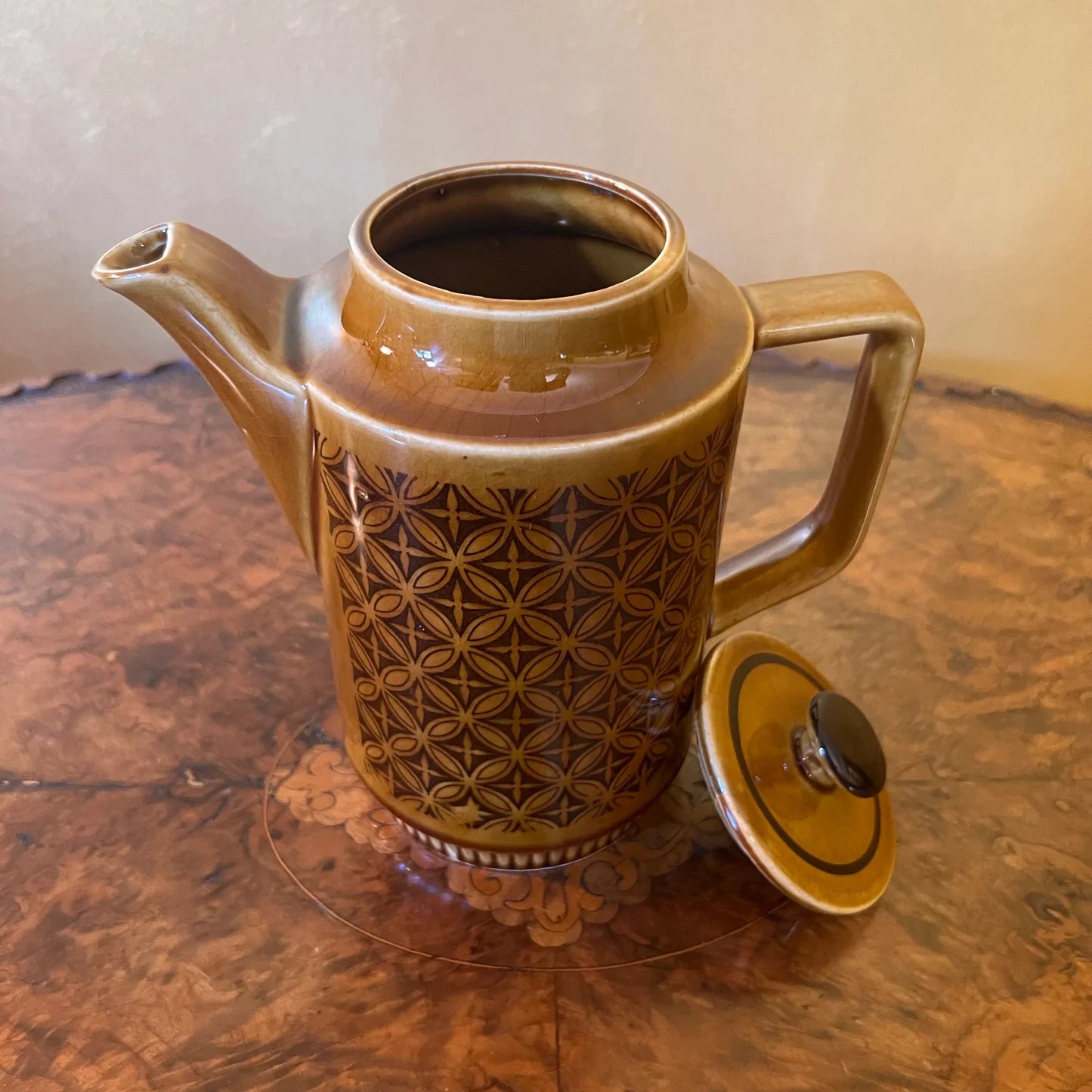 Vintage Retro Japanese 1970s Brown Circle Coffee Pot