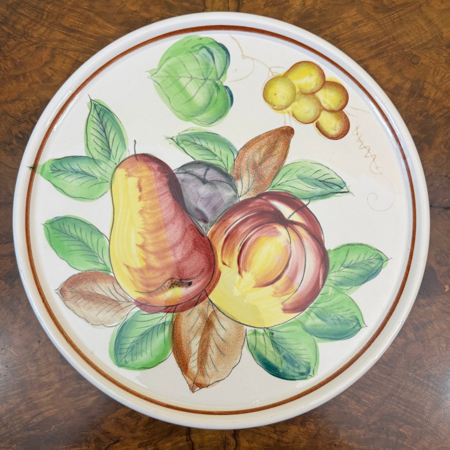 Japanese Ceramic Fruit Print Cake Plate & Pie Server