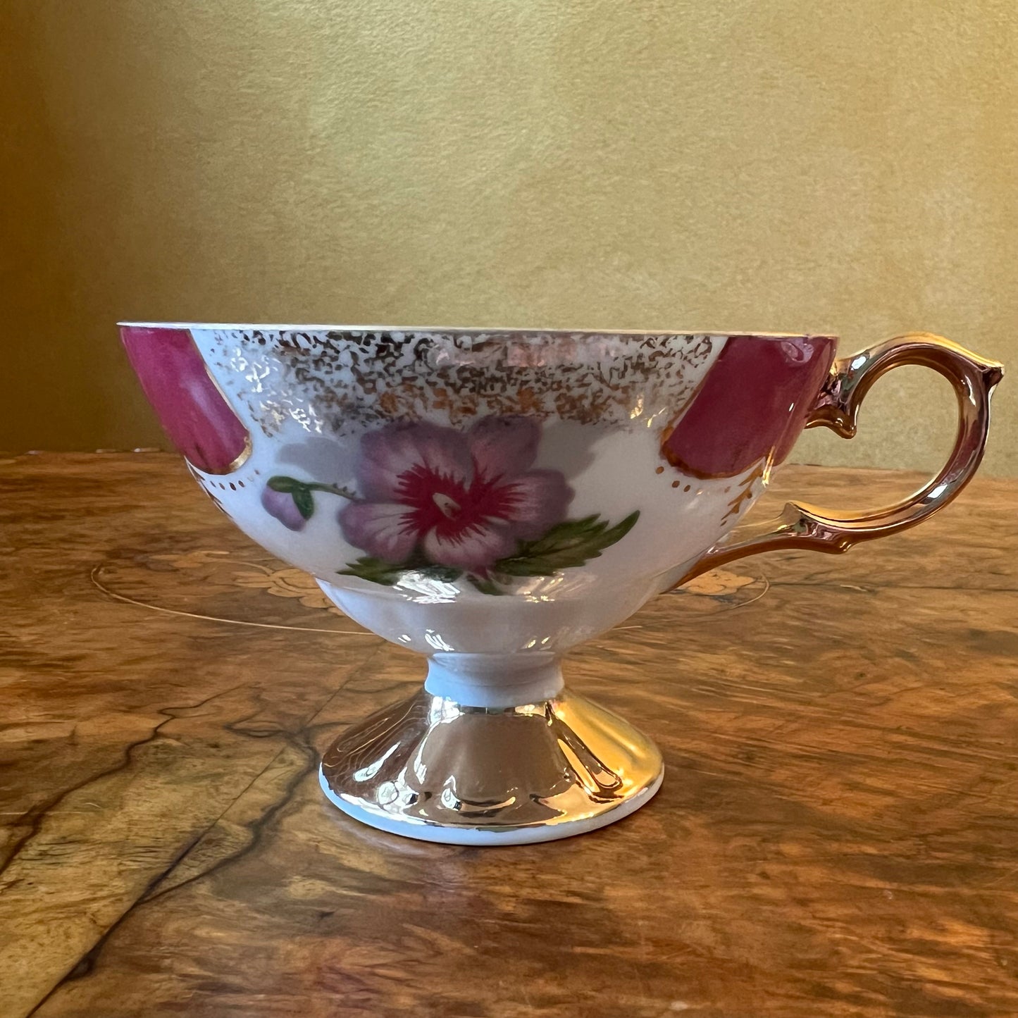 Japanese Floral Lusterware Tea Cup & Saucer