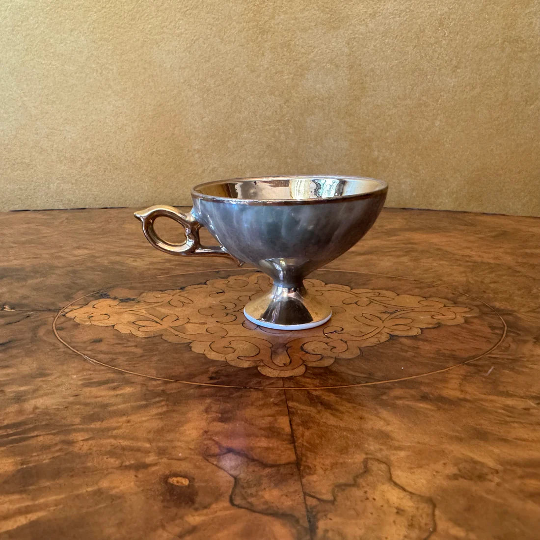 Vintage Japanese Green Marle Gold Demitasse Coffee Cup & Saucer