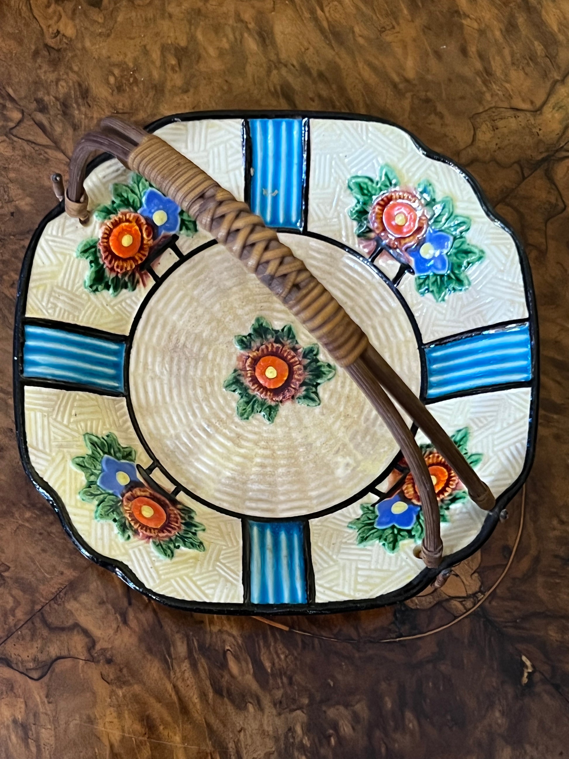 Japanese Maruhon Ware Bowl With Basket