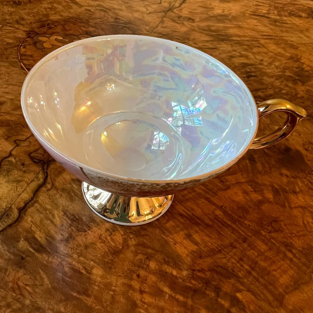 Vintage Japanese Pink Floral Lusterware Tea Cup & Saucer