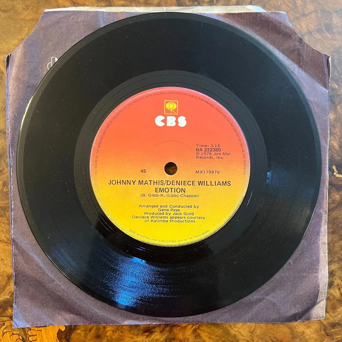 Johnny Mathis/Deniece Williams Emotion/ Too Much, Too Little, Too Late Record