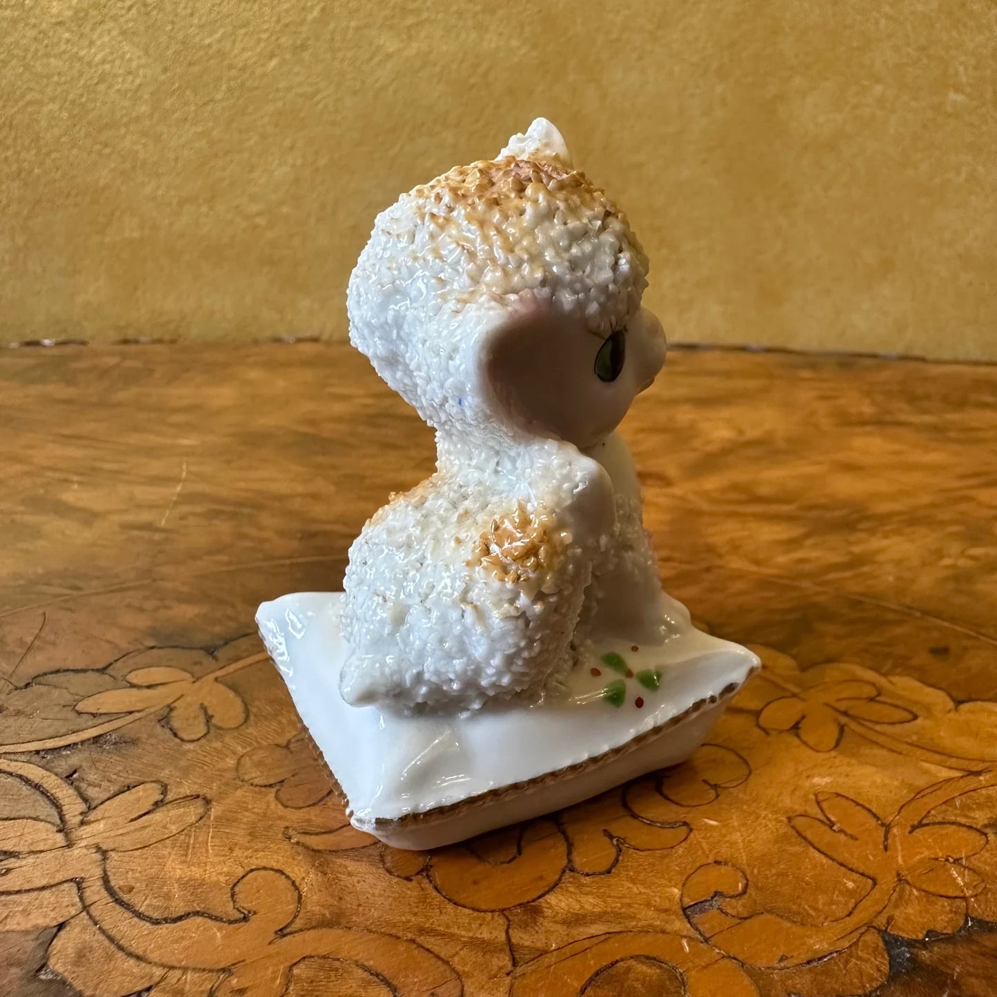 Vintage Kitschy Ceramic Sugar Texture Kitten Figurine
