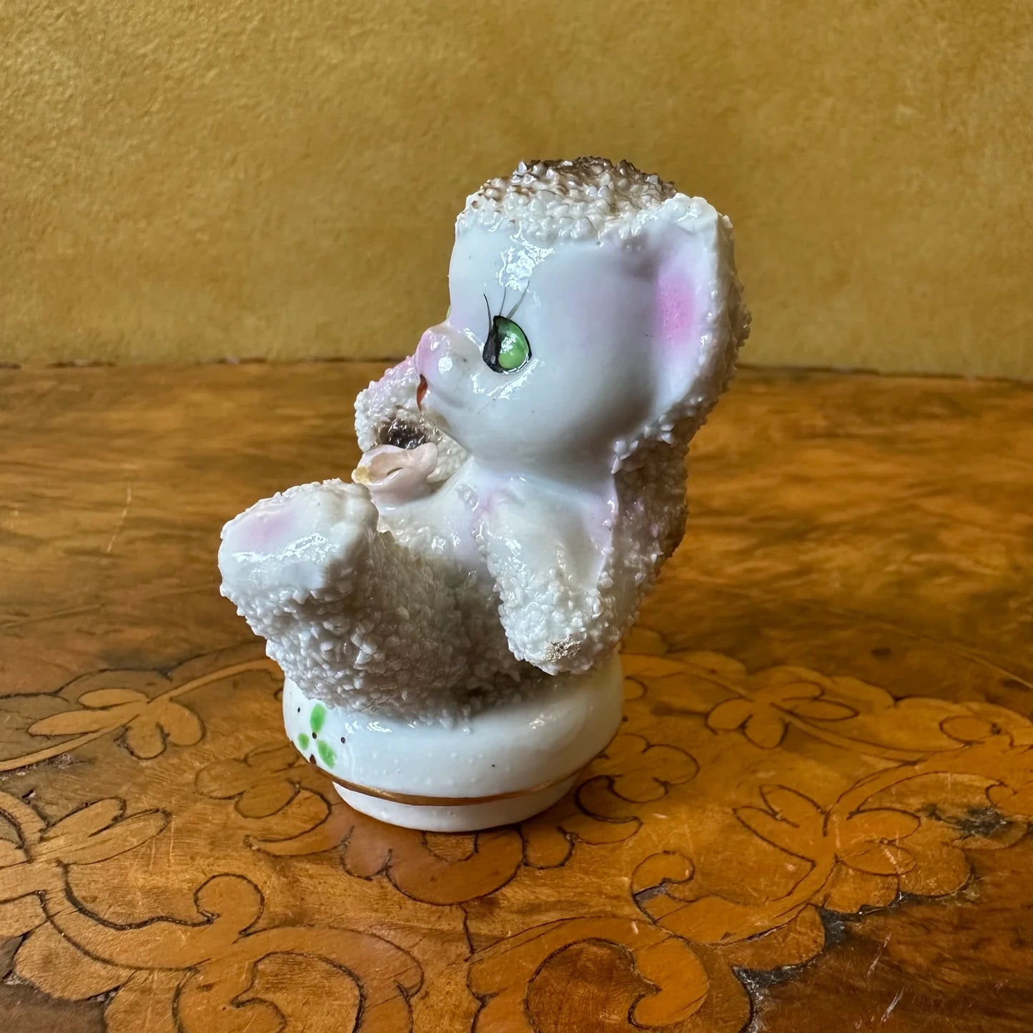Vintage Kitschy Sugar Texture Ceramic Kitten Figurine
