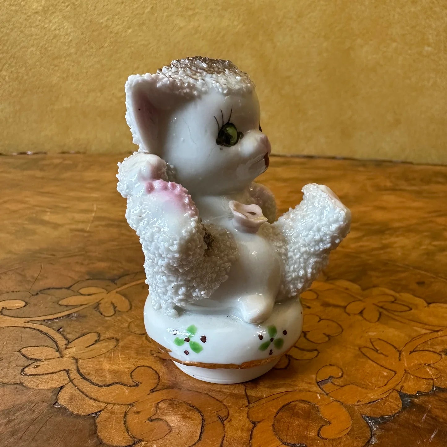 Vintage Kitschy Sugar Texture Ceramic Kitten Figurine