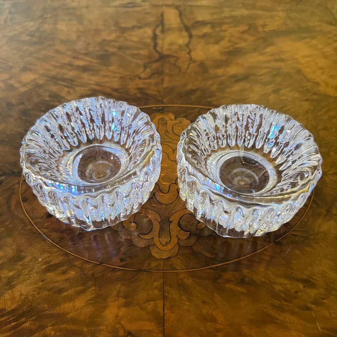 Vintage Kosta Boda Glass Ribbed Small Bowls Pair
