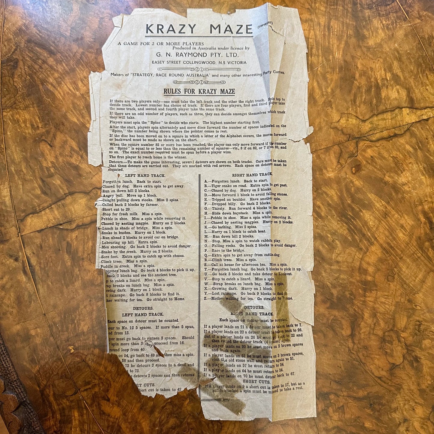 Vintage Krazy Maze Board Game Board Only